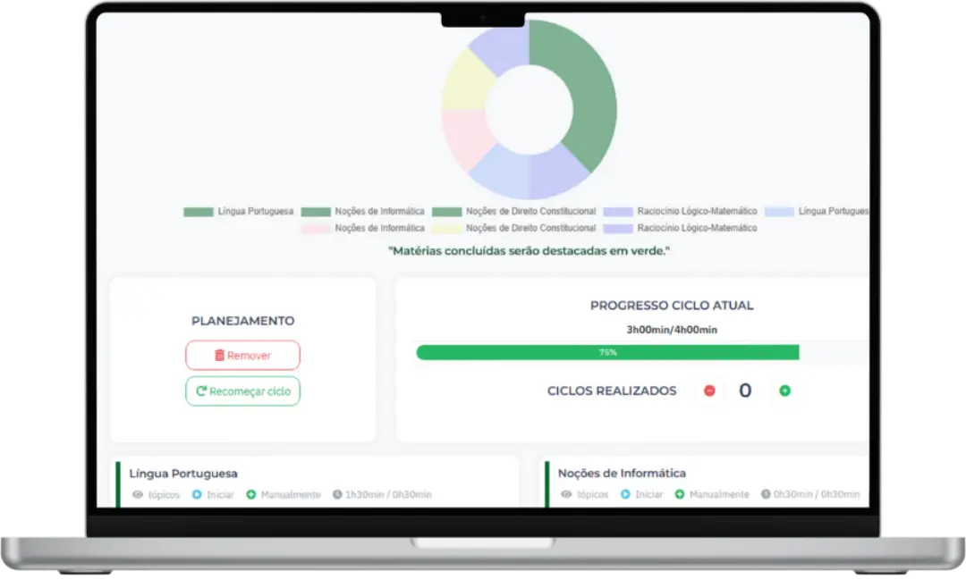 Plano de estudos organizado no Guia 360 Planner
